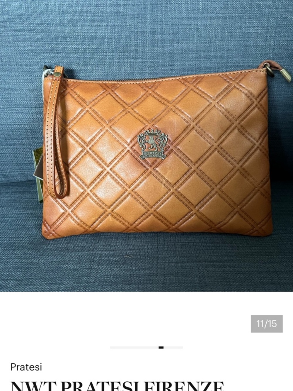 Pratesi Firenze Quilted Leather Wristlet - Cognac